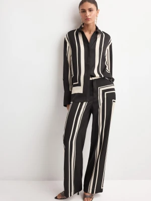 Bluzka satynowa ze wzorem czarny - Kobieta - - MANGO