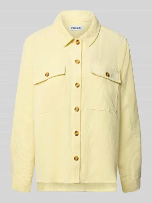 Bluzka sztruksowa o kroju regular fit z kieszeniami z patkami na piersi Model 'EFFI' Pieces