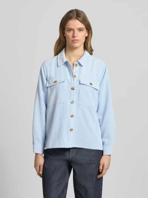 Bluzka sztruksowa o kroju regular fit z kieszeniami z patkami na piersi Model 'EFFI' Pieces