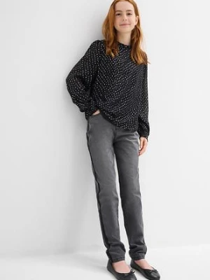 Bluzka szyfonowa z marszczoną stójką bonprix