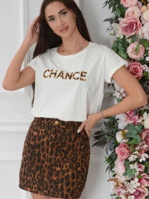 Bluzka T-shirt z panterką biały Chance Cocomoda.pl - odzież damska, sukienki, buty, dodatki