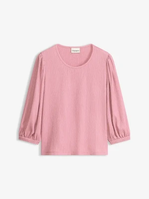 Bluzka T-shirtowa ze strukturalnej krepy BonPrix różowy