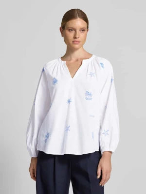 Bluzka tunikowa o kroju regular fit z haftami i dekoltem w serek Oui