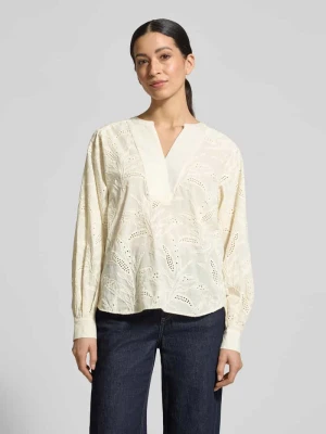 Bluzka tunikowa o kroju relaxed fit z haftem angielskim milano italy