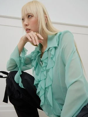 Bluzka Versace Jeans Couture turkusowy