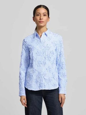 Bluzka w drobne prążki HBK z aplikacjami kwiatowymi Christian Berg Woman