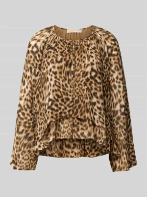 Bluzka w kroju regular fit w całościowym wzorze ze sznurowaniem Michael Kors Camel