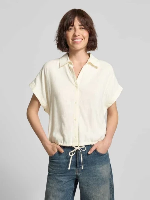 Bluzka w kroju regular fit z mieszanki wiskozy i lnu ze ściągaczem w tunelu mustang