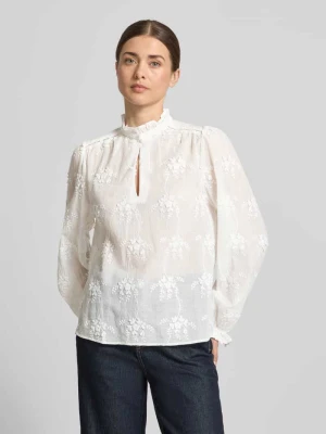 Bluzka w kroju regular fit z wycięciem w kształcie łezki Oui Biały