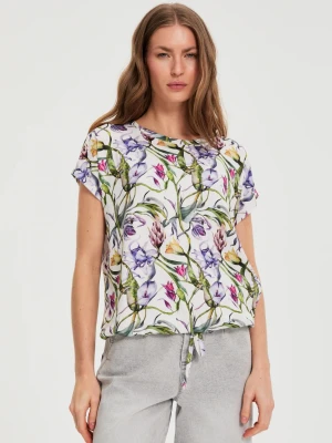 Bluzka w kwiaty biała Moodo