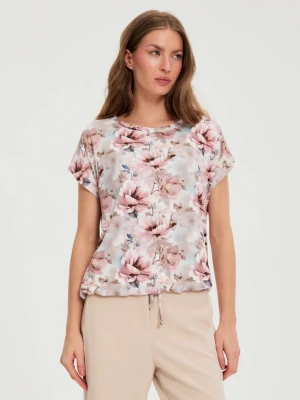 Bluzka w kwiaty różowa Moodo