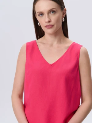 Bluzka w różowym kolorze z dekoltem w serek Greenpoint
