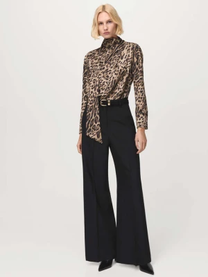 Bluzka w zwierzęcy wzór z szalem czarny - Kobieta - - MANGO