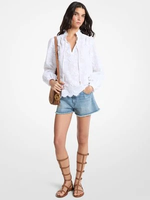 Bluzka z bawełnianego woalu z kwiatowym haftem MICHAEL Michael Kors