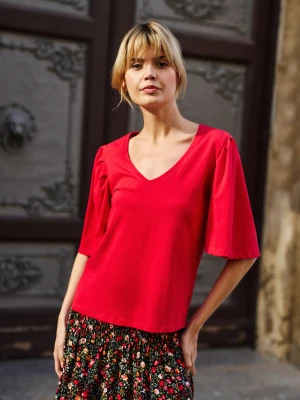 Bluzka z bawełny czerwona Moodo