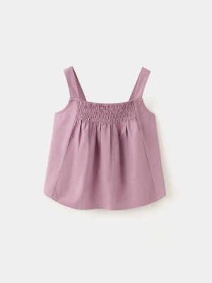 Bluzka z bawełny i lnu jasny/pastelowa purpura - Dzieci - - MANGO KIDS