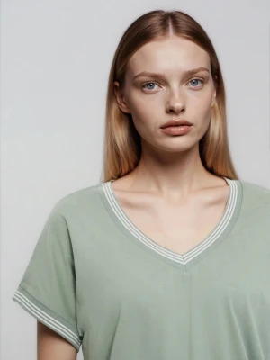 Bluzka z bawełny oliwkowa Moodo