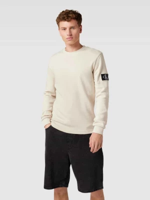 Bluzka z bawełny z długim rękawem i fakturowanym wzorem model ‘WAFFLE’ Calvin Klein Jeans