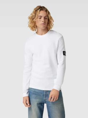 Bluzka z bawełny z długim rękawem i fakturowanym wzorem model ‘WAFFLE’ Calvin Klein Jeans