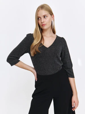 Bluzka z błyszczącej tkaniny z dekoltem w serek Top Secret
