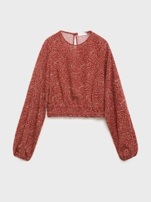 Bluzka z bufiastym rękawem i wzorem intensywny pomarańczowy - Dzieci - - MANGO KIDS