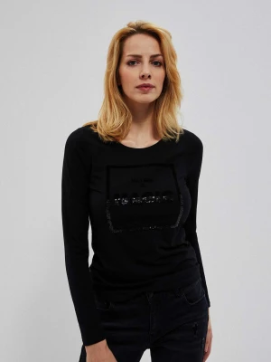 Bluzka z cekinowym napisem czarna Moodo