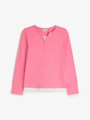Bluzka z dekoltem henley, 2 w 1 BonPrix różowy
