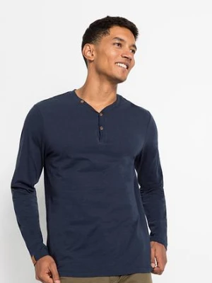 Bluzka z dekoltem henley, długim rękawem, z czystej bawełny organicznej (2 szt.) bonprix