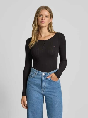 Bluzka z długim rękawem, dekoltem henley i prążkowaną fakturą Tommy Jeans