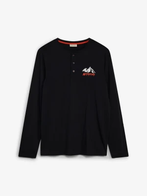 Bluzka z dekoltem henley z czystej bawełny organicznej BonPrix czarny