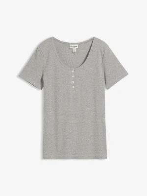 Bluzka z dekoltem henley z czystej bawełny organicznej BonPrix szary