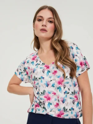 Bluzka z dekoltem w serek biała Moodo