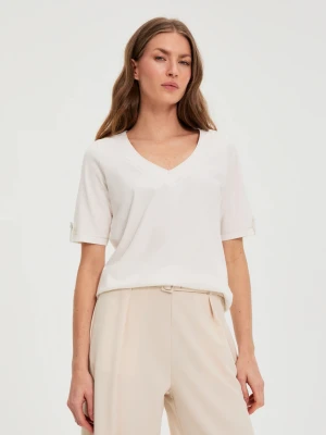 Bluzka z dekoltem w serek biała Moodo