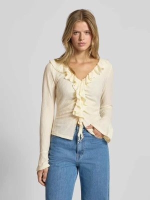 Bluzka z dekoltem w serek i falbanami Gina Tricot