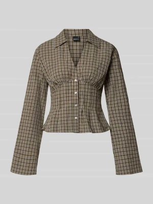 Bluzka z dekoltem w serek, krój slim fit Gina Tricot Oliwkowy