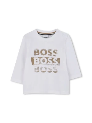 Bluzka z długim rękawem Boss biały