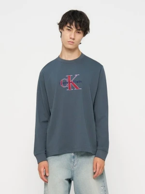 Bluzka z długim rękawem Calvin Klein Jeans niebieski