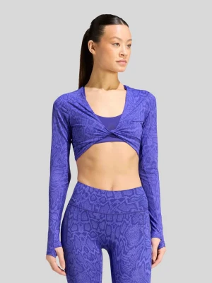 Bluzka z długim rękawem do sportu o kroju slim fit z detalem z logo Adidas Fioletowy