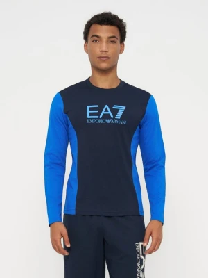 Bluzka z długim rękawem EA7 Emporio Armani granatowy