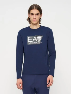 Bluzka z długim rękawem EA7 Emporio Armani granatowy