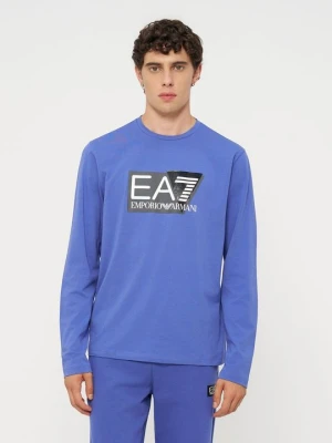 Bluzka z długim rękawem EA7 Emporio Armani niebieski