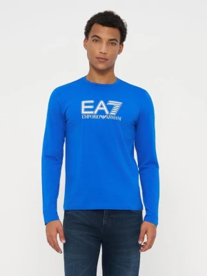 Bluzka z długim rękawem EA7 Emporio Armani niebieski