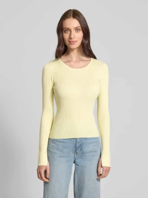 Bluzka z długim rękawem, efektem prążkowania i okrągłym dekoltem model ‘Twisti’ moves