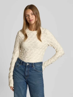 Bluzka z długim rękawem, fakturowanym wzorem i okrągłym dekoltem Jake*s Collection