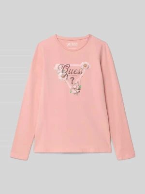 Bluzka z długim rękawem i detalem z logo Guess