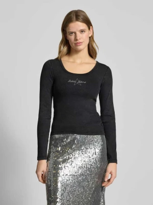 Bluzka z długim rękawem i detalem z logo Guess Jeans