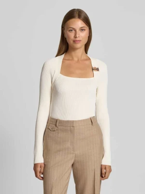 Bluzka z długim rękawem i detalem z logo Lauren Ralph Lauren