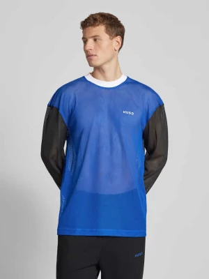 Bluzka z długim rękawem i detalem z logo model ‘Nellingham’ Hugo Blue