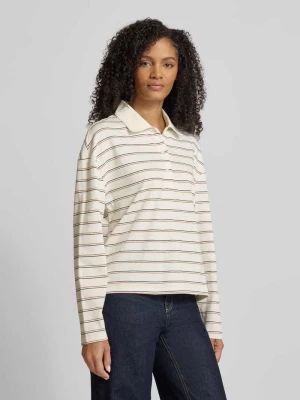 Bluzka z długim rękawem i kołnierzykiem polo model ‘Anna’ My Essential Wardrobe