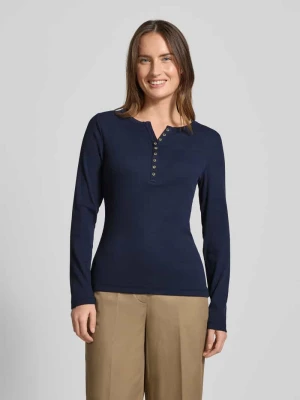 Bluzka z długim rękawem o kroju slim fit z mieszanki bawełny z dekoltem henley Christian Berg Woman